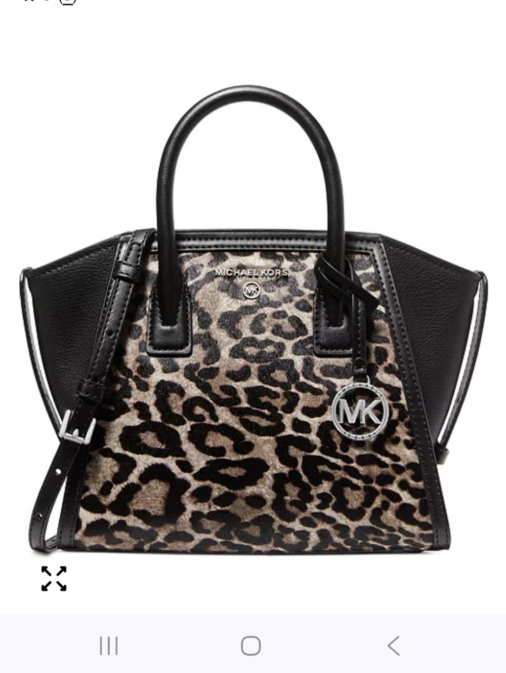 MICHAEL Michael Kors Avril Small Top Zip Satchel Black/Silver/Tan Animal Print